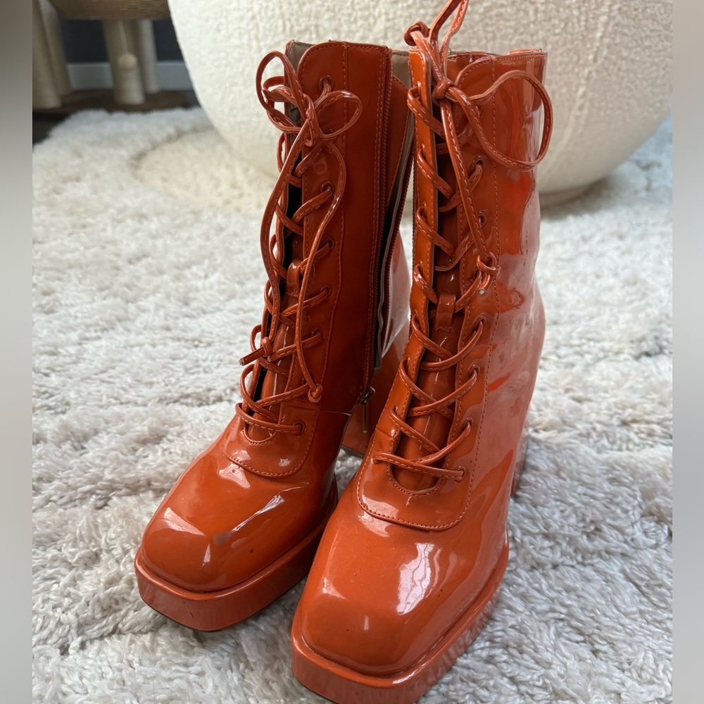 Circus Ny (by Sam Edelman) Orange Heeled Platform Boot